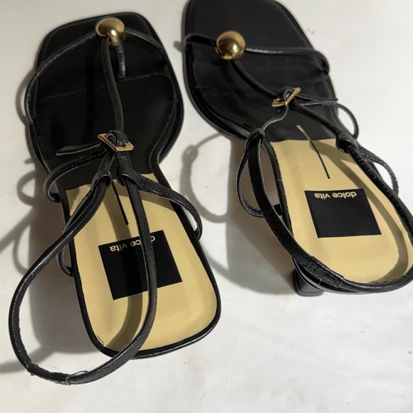 Like new Dolce Vita Black Strappy Heels with Gold Accents sz 7
